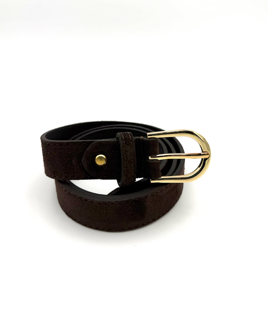 Pasek damski zamszowy brązowy