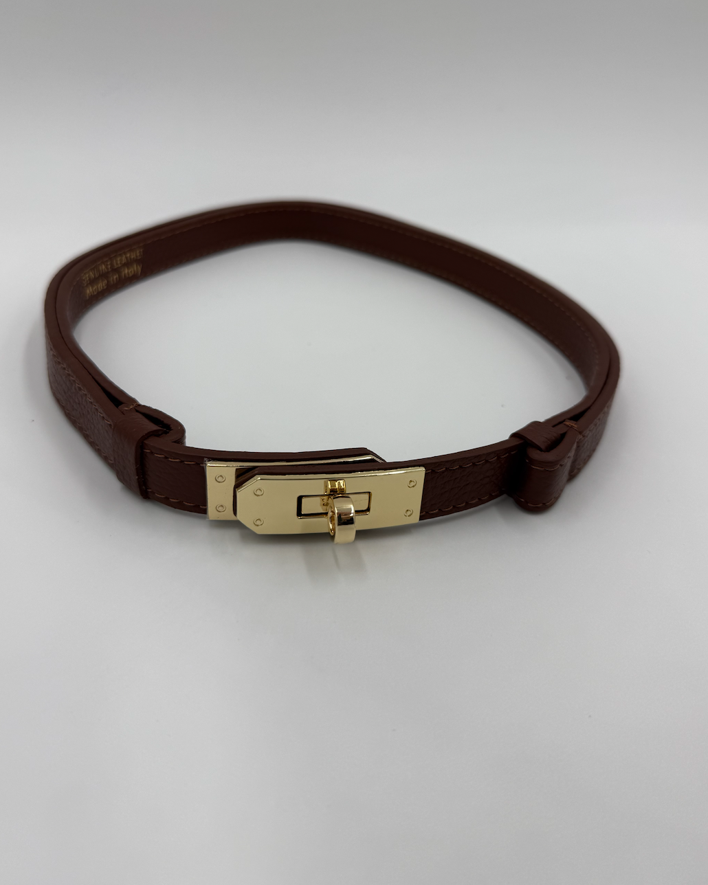 Pasek Miele brązowy z rudym podtonem