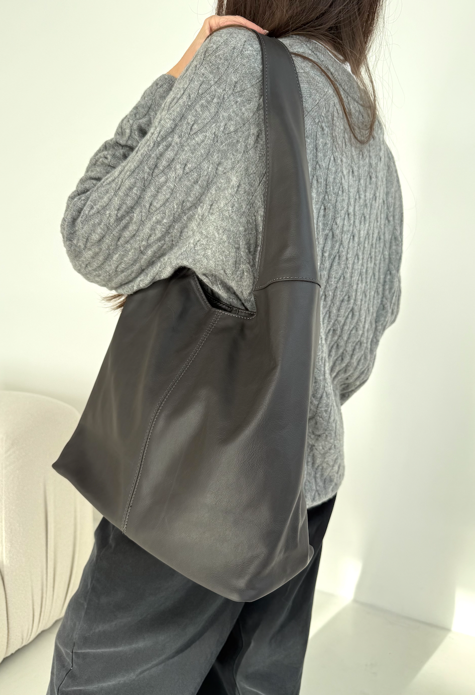 Premium shopper ciemnobrązowy