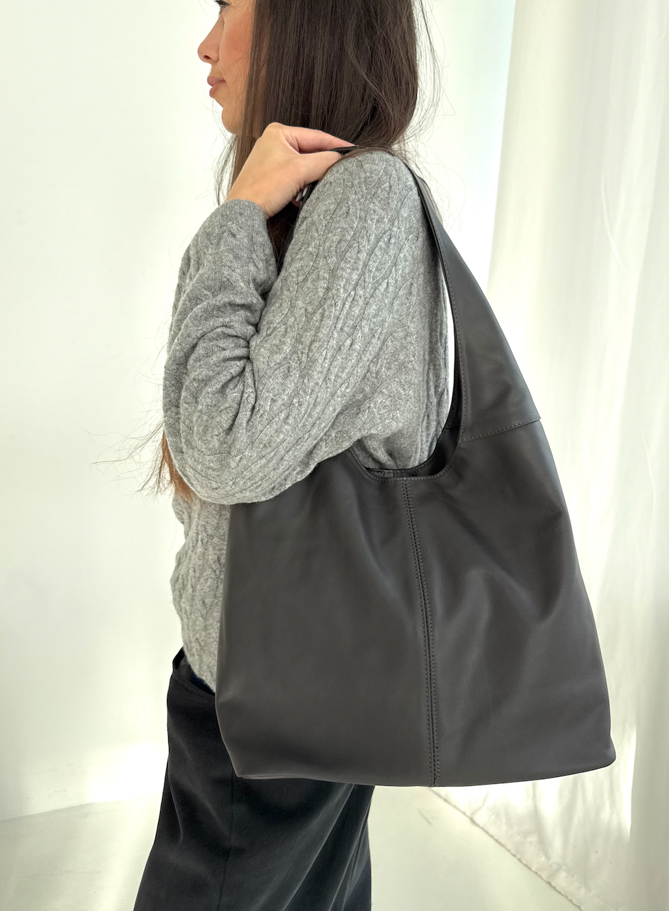 Premium shopper ciemnobrązowy