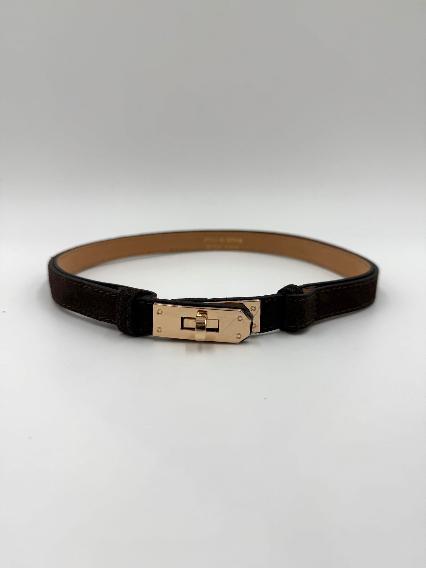 Pasek brązowy zamsz