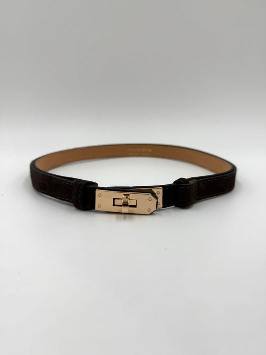 Pasek brązowy zamsz