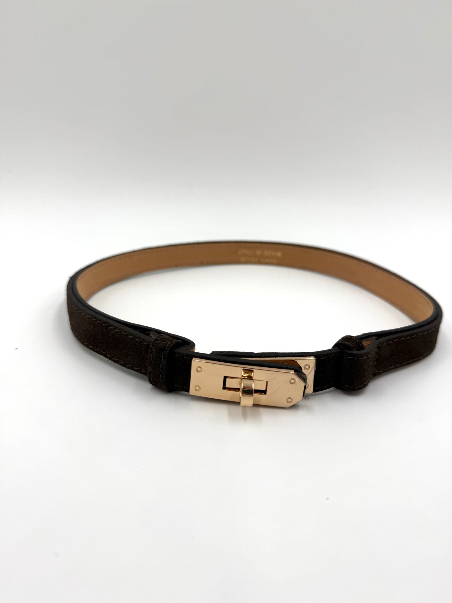 Pasek brązowy zamsz